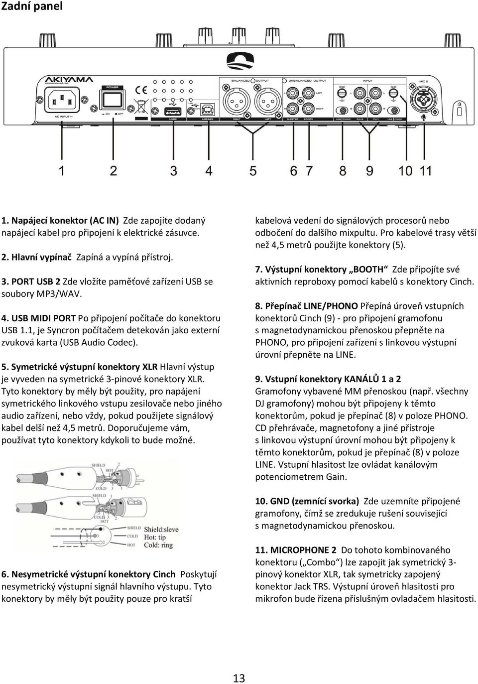 1, je Syncron počítačem detekován jako externí zvuková karta (USB Audio Codec). 5. Symetrické výstupní konektory XLR Hlavní výstup je vyveden na symetrické 3-pinové konektory XLR.