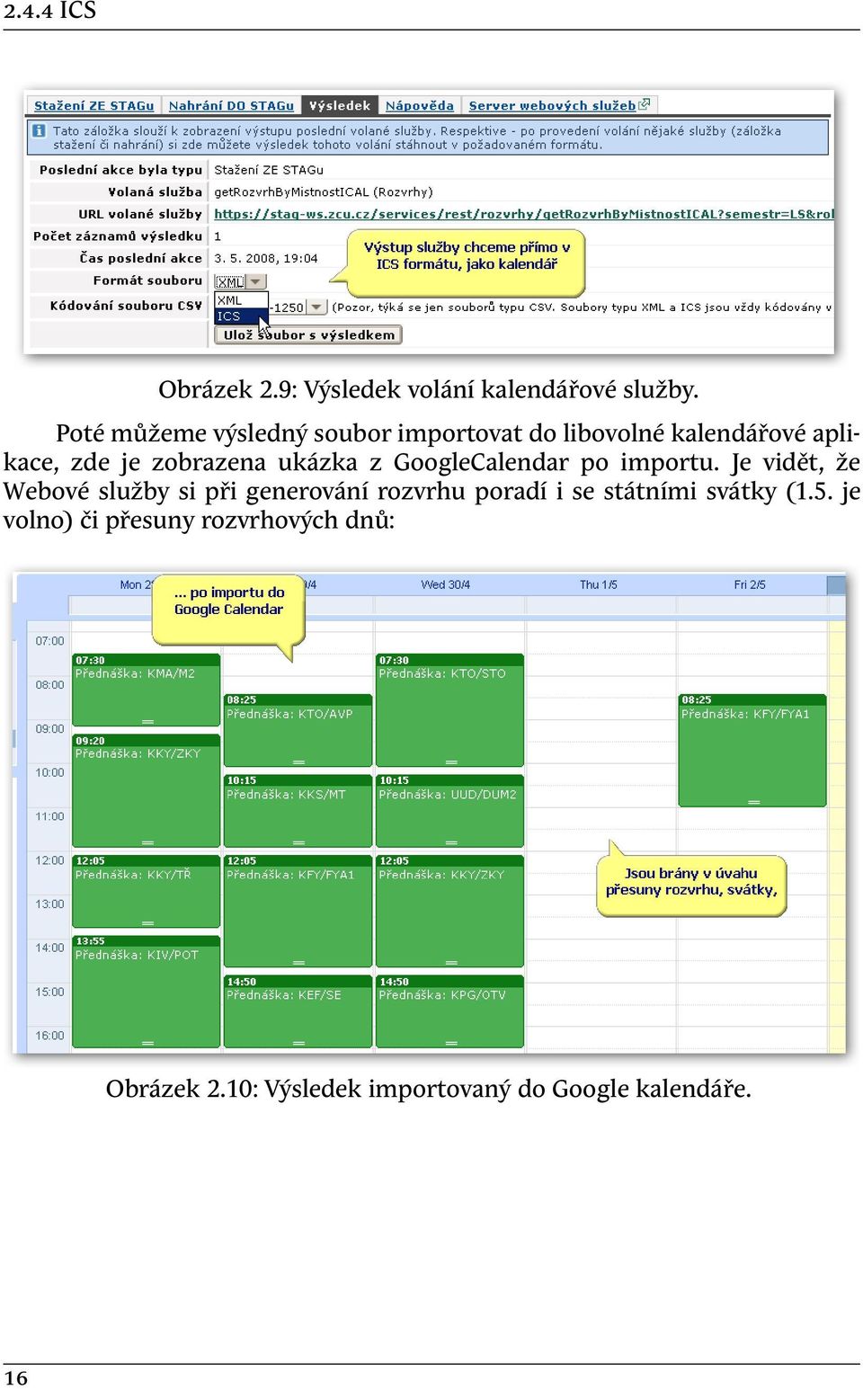 ukázka z GoogleCalendar po importu.