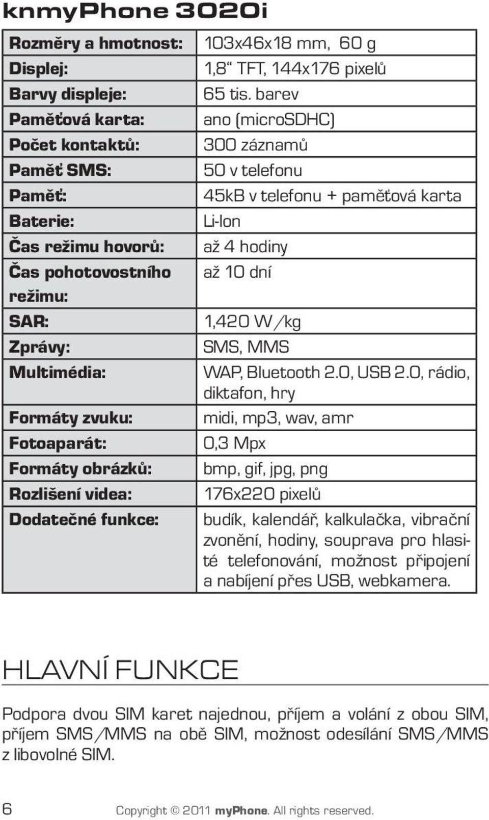 barev ano (microsdhc) 300 záznamů 50 v telefonu 45kB v telefonu + paměťová karta Li-Ion až 4 hodiny až 10 dní 1,420 W/kg SMS, MMS WAP, Bluetooth 2.0, USB 2.