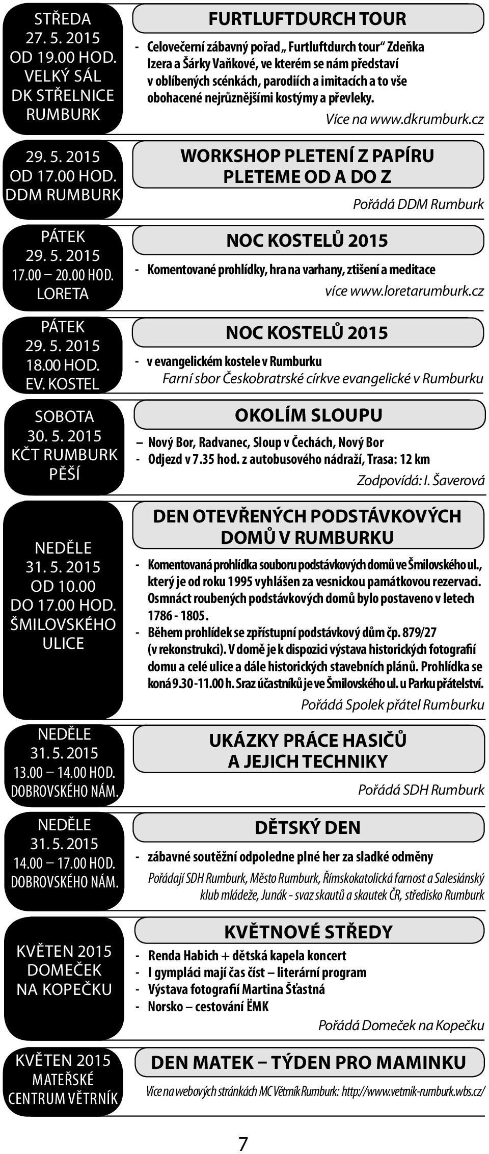 2015 od 17.00 hod. DDM Rumburk PÁTEK 29. 5.