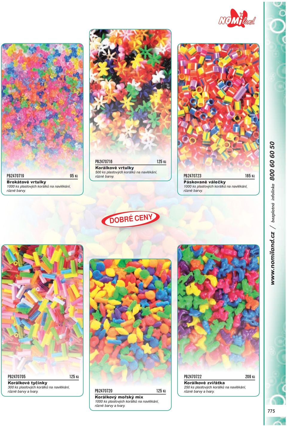 dobré CENY PB2470723 165 Kč Páskované válečky 1000 ks plastových korálků na navlékání, různé barvy. www.nomiland.