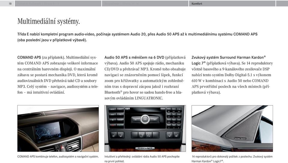 Multimediální systém COMAND APS zobrazuje veškeré informace na centrálním barevném displeji.
