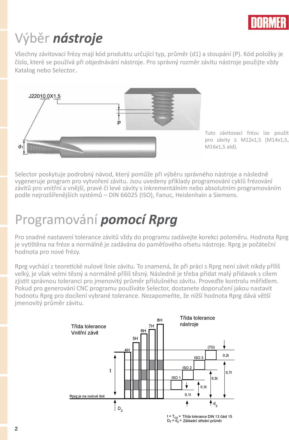 Selector poskytuje podrobný návod, který pomůže při výběru správného nástroje a následně vygeneruje program pro vytvoření závitu.