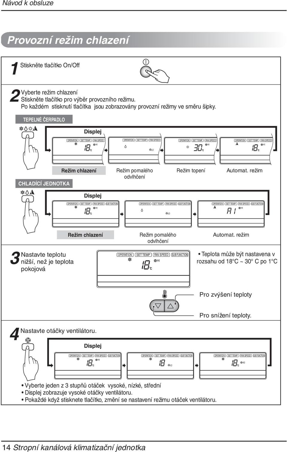 TEPELNÉ ČERPAD Displej AUTO SWING OPERATION SET TEMP FAN SPEED SUB AUTO FUNCTION SWING OPERATION SET TEMP FAN SPEED SUB FUNCTION Set no. Time 0 0 05 07 09 5 7 9 Set no.