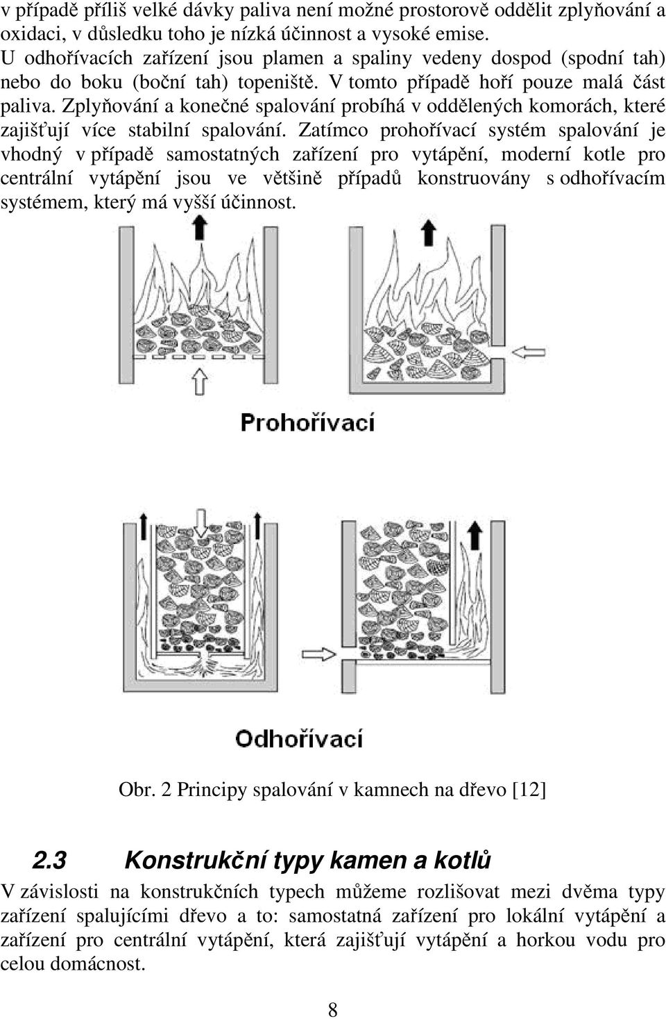 Zplyňování a konečné spalování probíhá v oddělených komorách, které zajišťují více stabilní spalování.