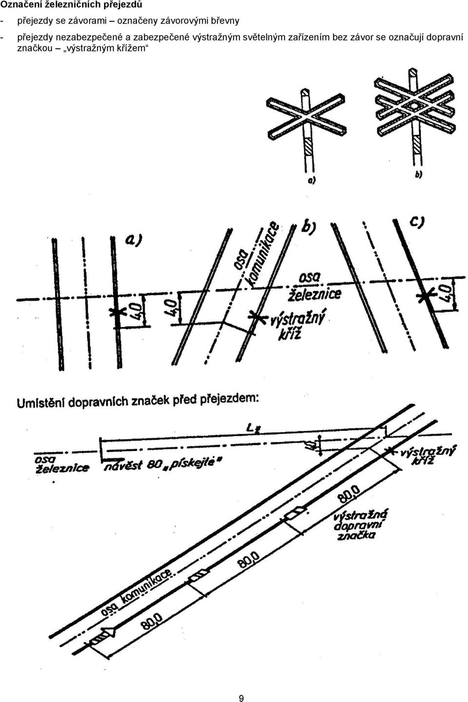 nezabezpečené a zabezpečené výstražným světelným