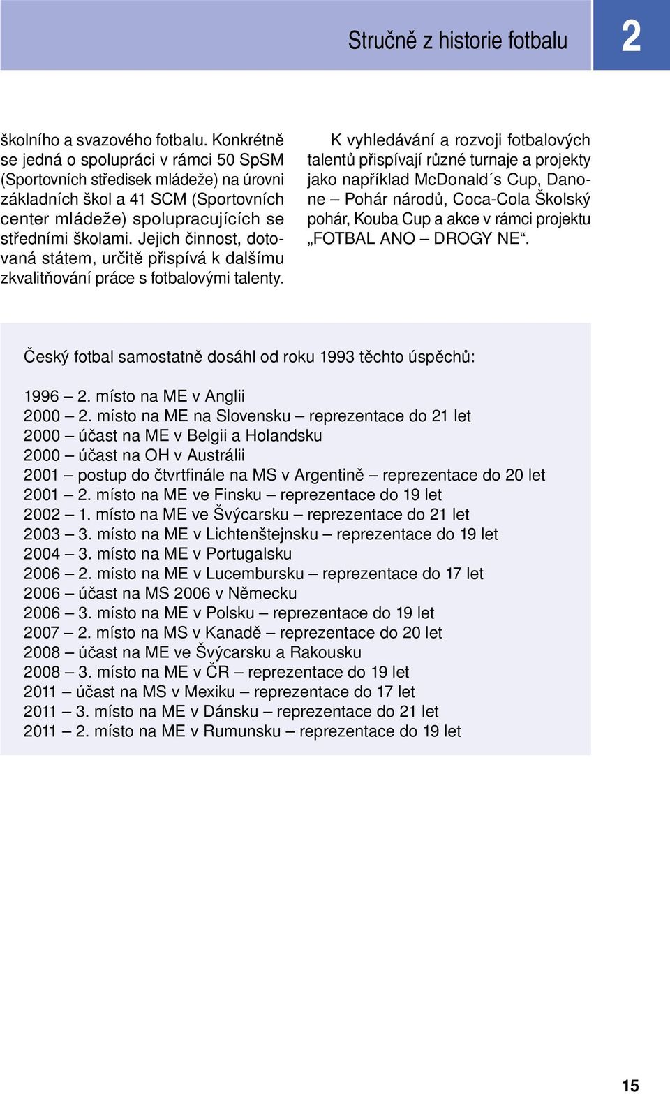 Jejich činnost, dotovaná státem, určitě přispívá k dalšímu zkvalitňování práce s fotbalovými talenty.