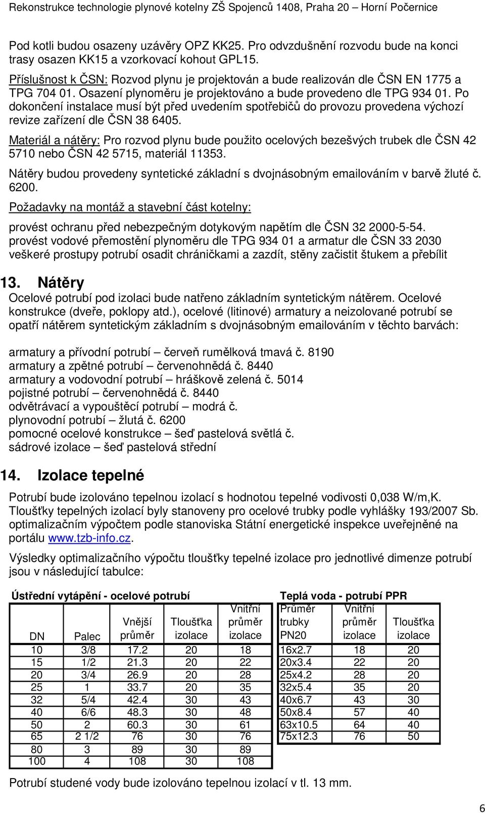 Po dokončení instalace musí být před uvedením spotřebičů do provozu provedena výchozí revize zařízení dle ČSN 38 6405.