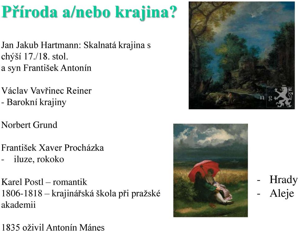 Grund František Xaver Procházka - iluze, rokoko Karel Postl romantik 1806-1818