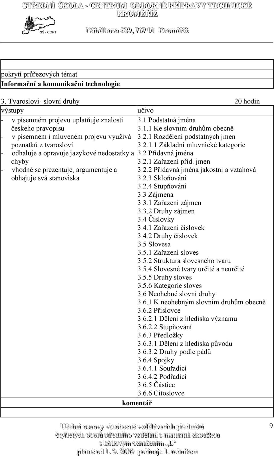 2 Přídavná jména chyby 3.2.1 Zařazení příd. jmen - vhodně se prezentuje, argumentuje a obhajuje svá stanoviska 3.2.2 Přídavná jména jakostní a vztahová 3.2.3 Skloňování 3.2.4 Stupňování 3.3 Zájmena 3.