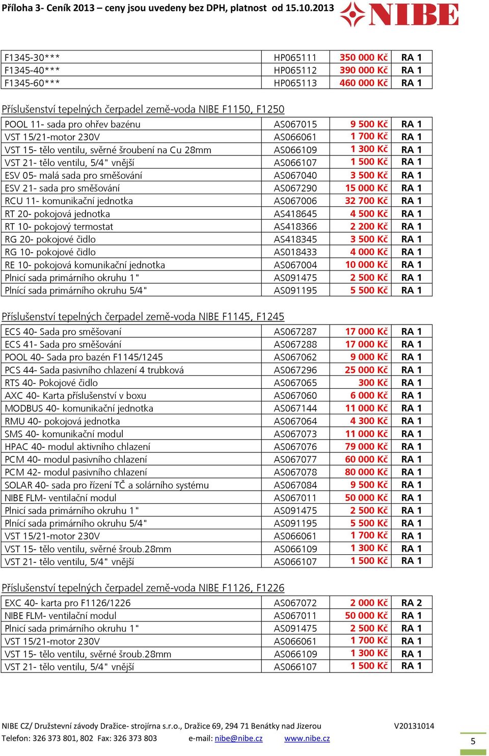 Kč RA 1 RCU 11- komunikační jednotka AS067006 32 700 Kč RA 1 RT 20- pokojová jednotka AS418645 4 500 Kč RA 1 RT 10- pokojový termostat AS418366 2 200 Kč RA 1 RG 20- pokojové čidlo AS418345 3 500 Kč