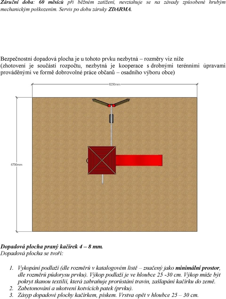 občanů osadního výboru obce) Dopadová plocha praný kačírek 4 8 mm. Dopadová plocha se tvoří: 1.