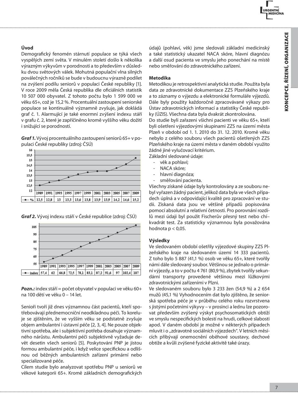 V roce 2009 měla Česká republika dle oficiálních statistik 10 507 000 obyvatel. Z tohoto počtu bylo 1 599 000 ve věku 65+, což je 15,2 %.