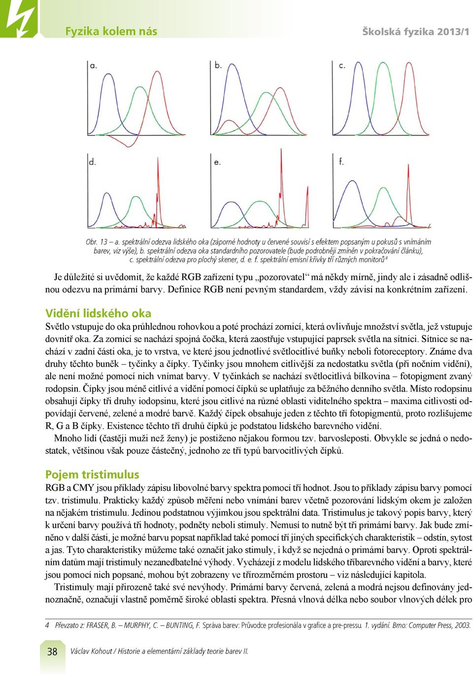 spektrální emisní křivky tří různých monitorů 4 Je důležité si uvědomit, že každé RGB zařízení typu pozorovatel má někdy mírně, jindy ale i zásadně odlišnou odezvu na primární barvy.