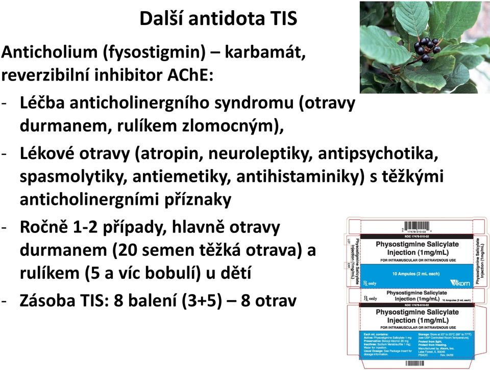 antipsychotika, spasmolytiky, antiemetiky, antihistaminiky) s těžkými anticholinergními příznaky - Ročně