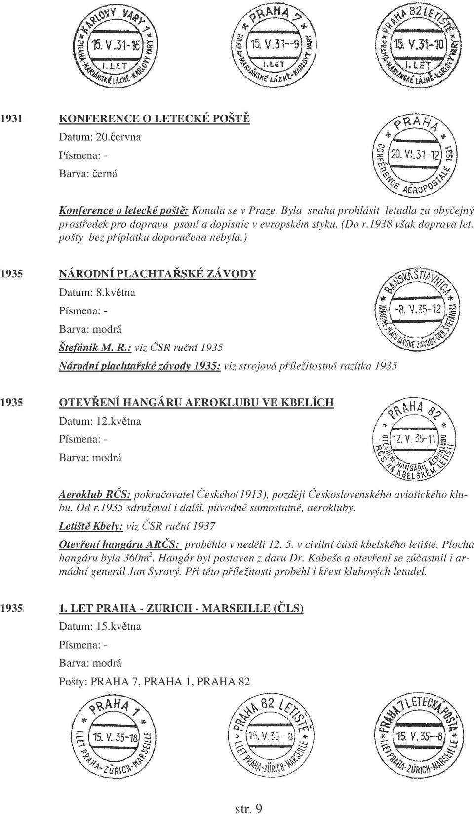 ) 1935 NÁRODNÍ PLACHTASKÉ ZÁVODY Datum: 8.kvtna Štefánik M. R.