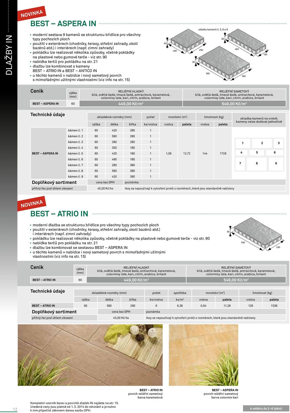 21 dlažbu lze kombinovat s kameny BEST ATRIO IN a BEST ANTICO IN u těchto kamenů v nabídce i nový sametový povrch s mimořádnými užitnými vlastnostmi (viz info na str. 15) 60 ukázka kamenů č.