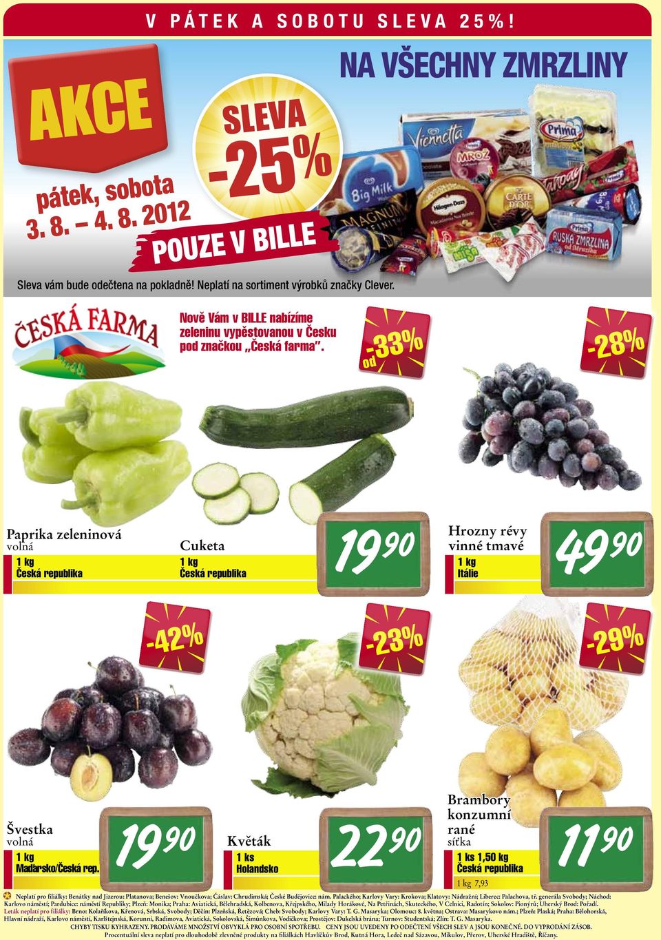 -33% od -28% Paprika zeleninová volná 1 kg Česká republika Cuketa 1 kg Česká republika 19 Hrozny révy vinné tmavé 1 kg Itálie 49-42% -23% -29% Švestka volná 1 kg Maďarsko/Česká rep.
