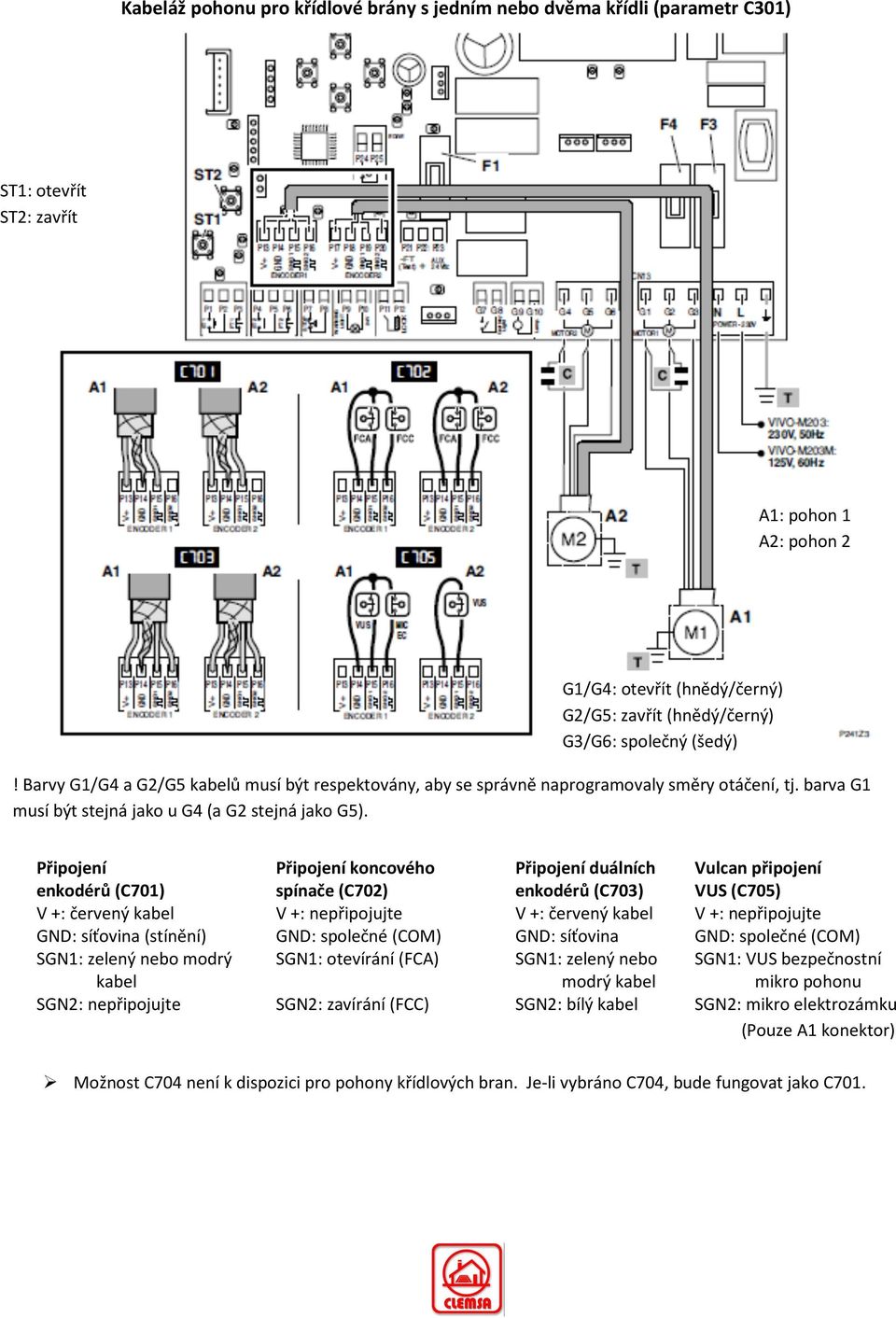 Připojení Připojení koncového Připojení duálních Vulcan připojení enkodérů (C701) spínače (C702) enkodérů (C703) VUS (C705) V +: červený kabel V +: nepřipojujte V +: červený kabel V +: nepřipojujte