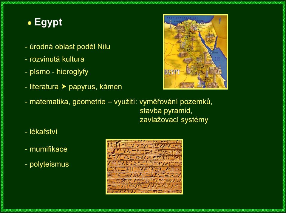 matematika, geometrie vyuţití: vyměřování pozemků, stavba