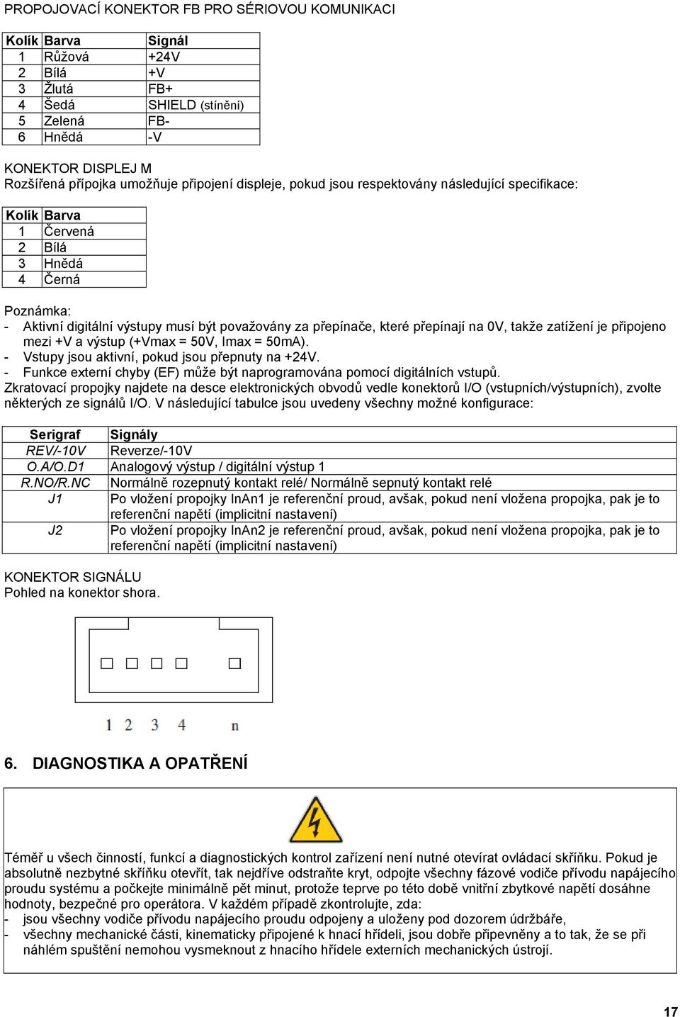 přepínají na 0V, takže zatížení je připojeno mezi +V a výstup (+Vmax = 50V, Imax = 50mA). - Vstupy jsou aktivní, pokud jsou přepnuty na +24V.