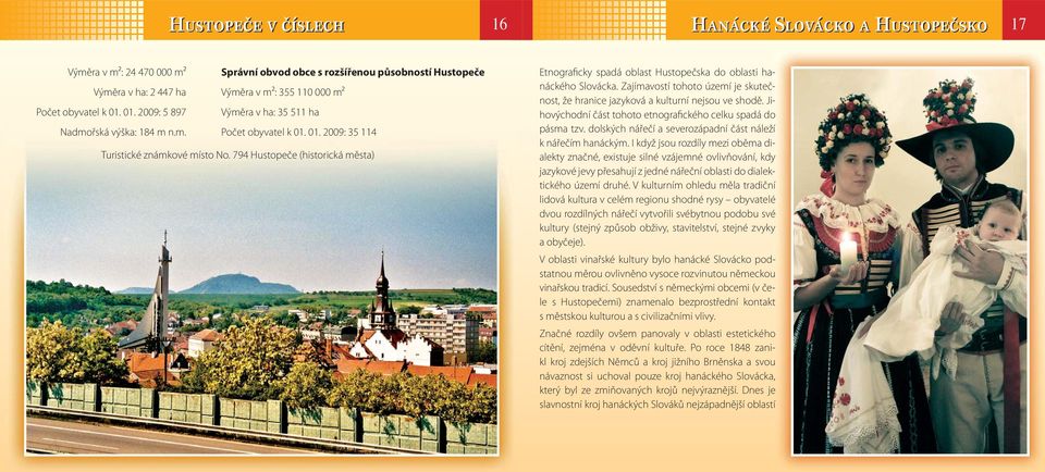 794 Hustopeče (historická města) Etnograficky spadá oblast Hustopečska do oblasti hanáckého Slovácka. Zajímavostí tohoto území je skutečnost, že hranice jazyková a kulturní nejsou ve shodě.