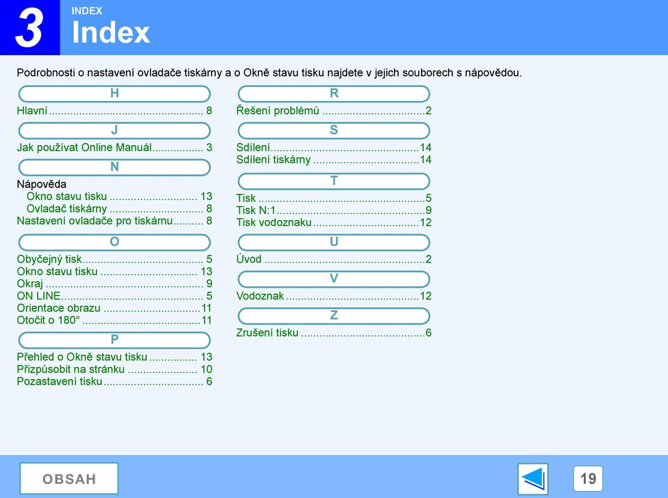 .. 5 Okno stavu tisku... Okraj... 9 ON LINE... 5 Orientace obrazu... Otočit o 80... P Přehled o Okně stavu tisku... Přizpůsobit na stránku.