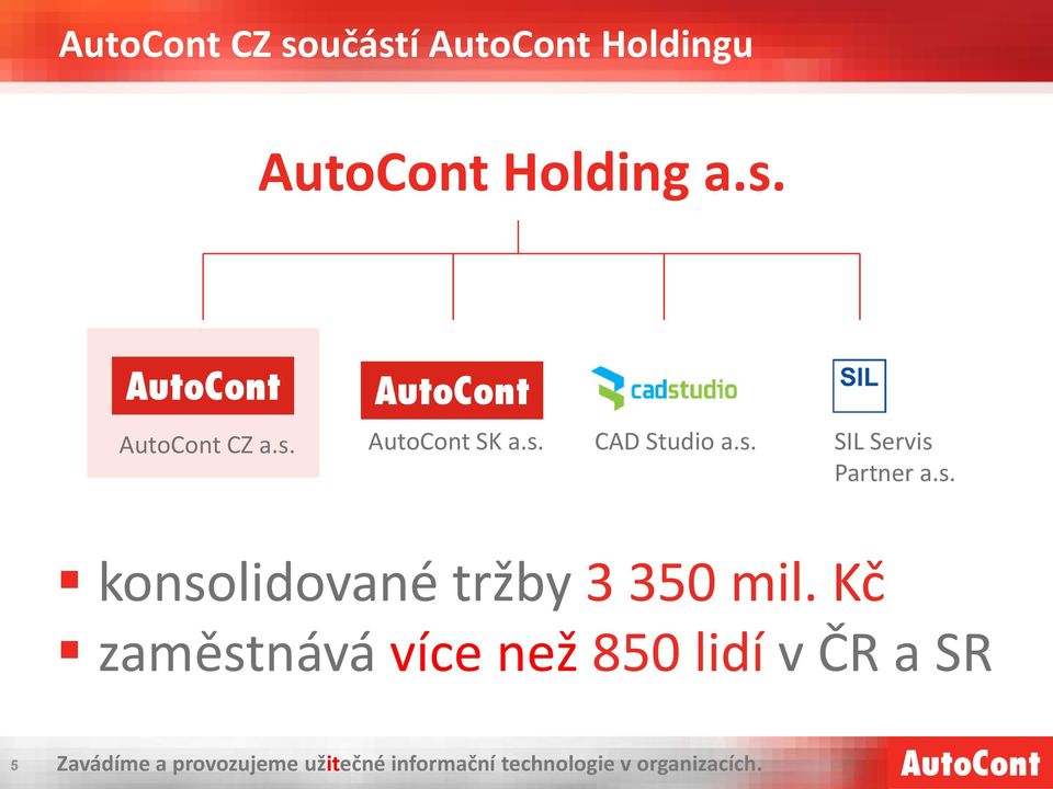 s. SIL Servis Partner a.s. konsolidované tržby 3 350 mil.