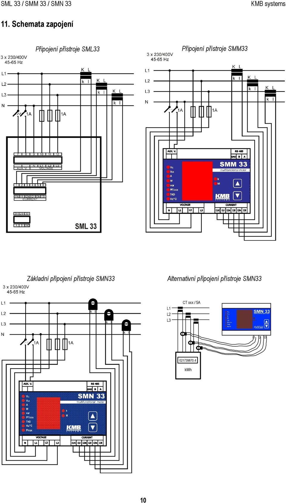 přístroje SMN33 Alternativní připojení