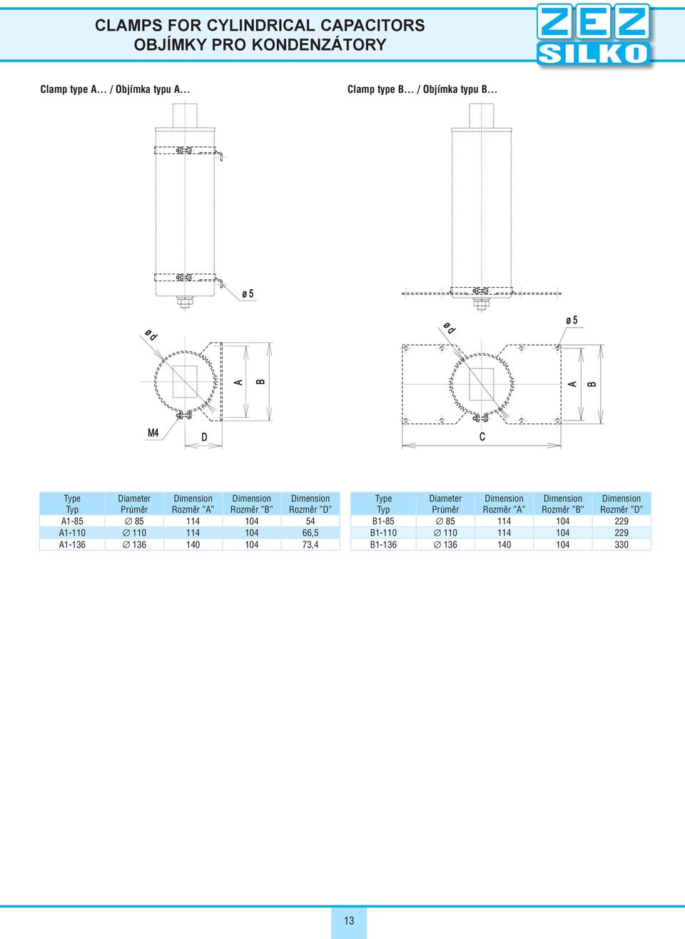 85 114 104 54 A1-110 110 114 104 66,5 A1-136 136 140 104 73,4 Type Typ Diameter Průměr Dimension Rozměr