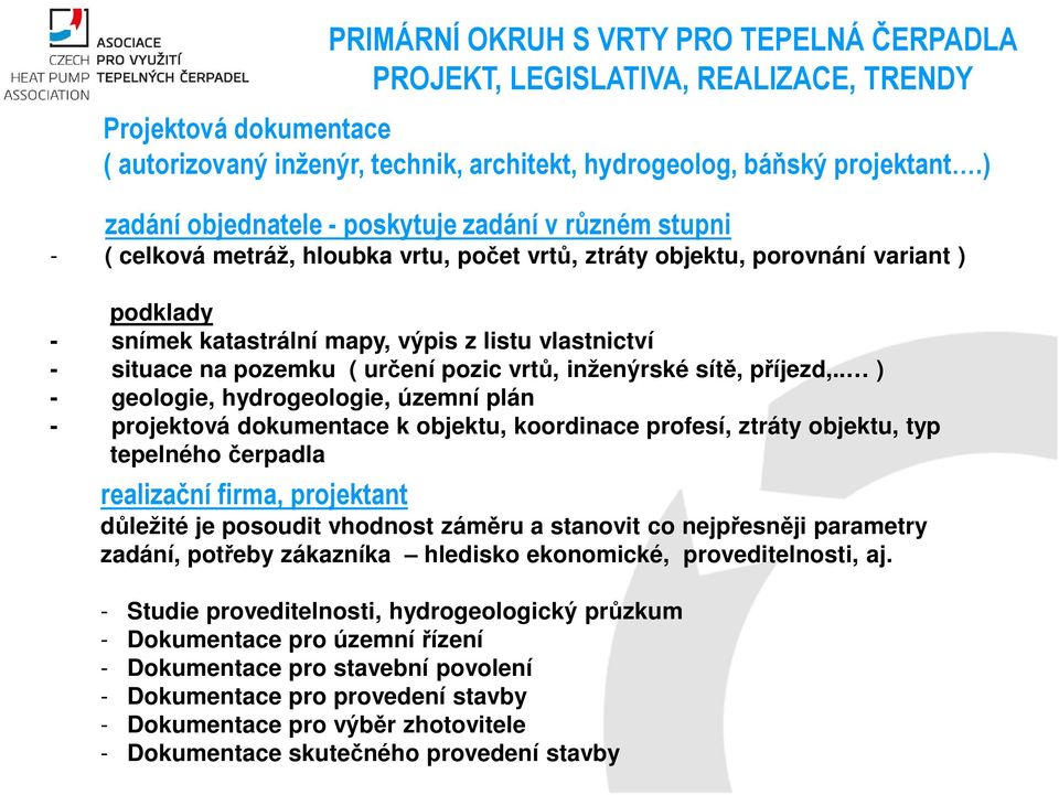 - situace na pozemku ( určení pozic vrtů, inženýrské sítě, příjezd,.