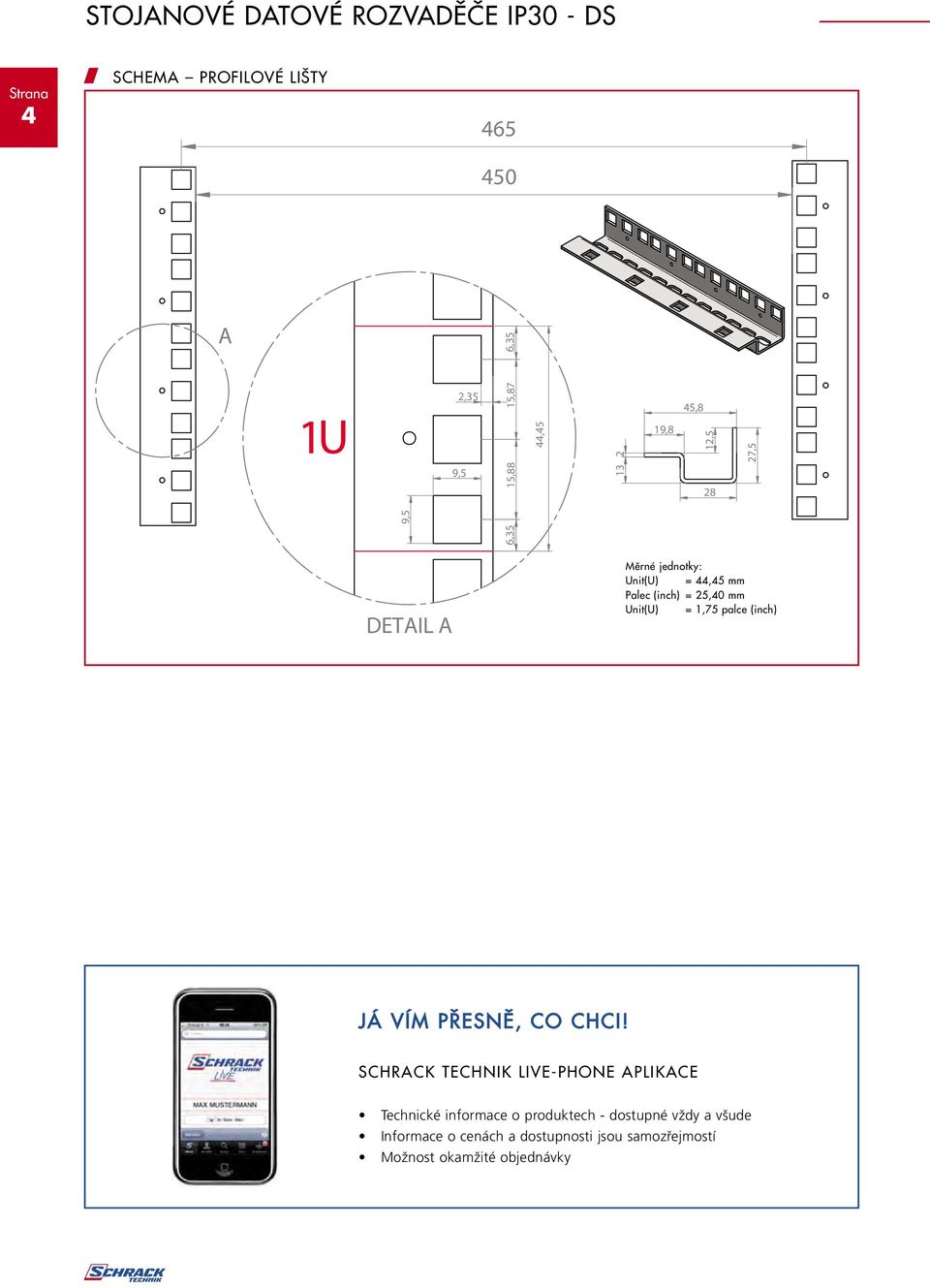 Unit(U) = 1,75 palce (inch) JÁ VÍM PŘESNĚ, CO CHCI!