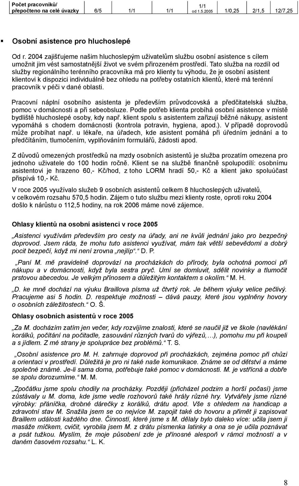 Tato služba na rozdíl od služby regionálního terénního pracovníka má pro klienty tu výhodu, že je osobní asistent klientovi k dispozici individuálně bez ohledu na potřeby ostatních klientů, které má