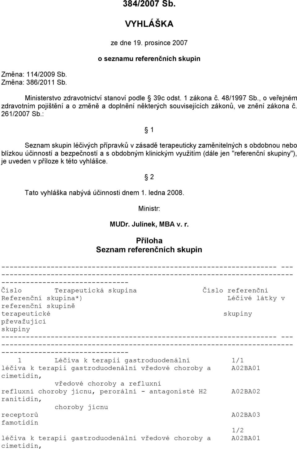 : 1 Seznam skupin léčivých přípravků v zásadě terapeuticky zaměnitelných s obdobnou nebo blízkou účinností a bezpečností a s obdobným klinickým využitím (dále jen "referenční skupiny"), je uveden v