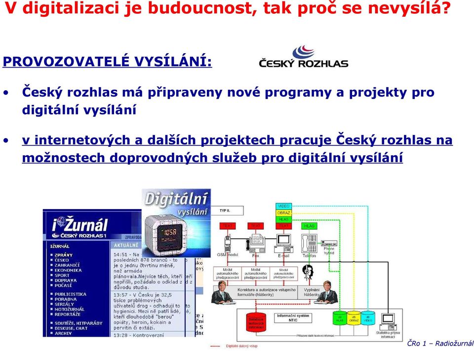 a projekty pro digitální vysílání v internetových a dalších