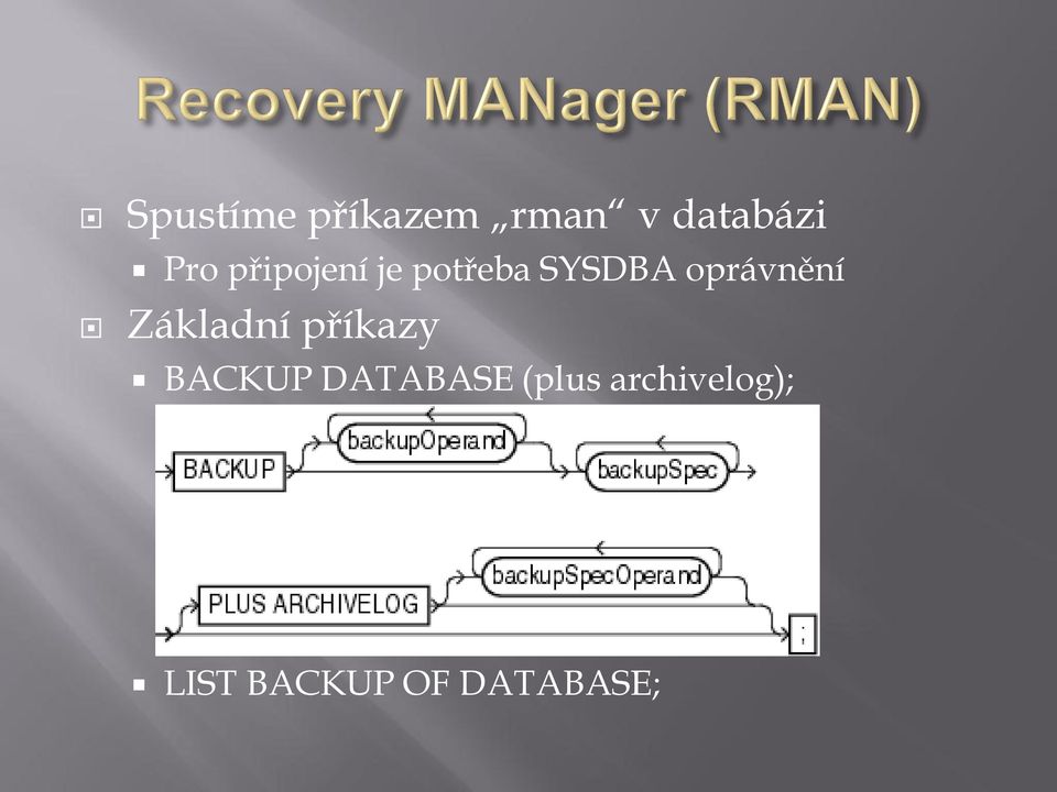 Základní příkazy BACKUP DATABASE