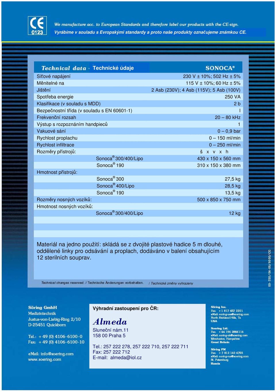 jafkjldfkljfdj 250 VA jafjdsfjd Klasifikace (v souladu s MDD) 2 b Bezpečnostní třída (v souladu s EN 60601-1) Frekvenční rozsah Výstup s rozpoznáním handpieců ajdflkdjkajf djafkjldfkljfdj