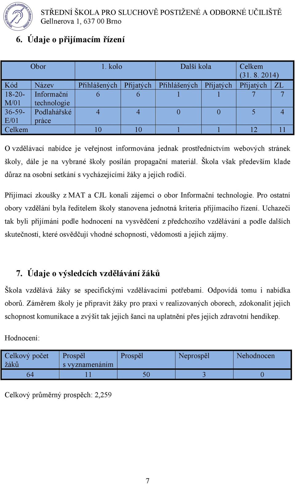 nabídce je veřejnost informována jednak prostřednictvím webových stránek školy, dále je na vybrané školy posílán propagační materiál.