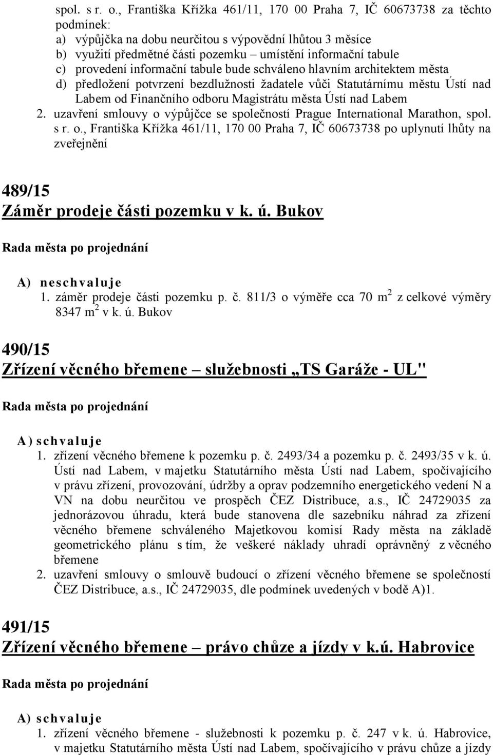 provedení informační tabule bude schváleno hlavním architektem města d) předložení potvrzení bezdlužnosti žadatele vůči Statutárnímu městu Ústí nad Labem od Finančního odboru Magistrátu města Ústí