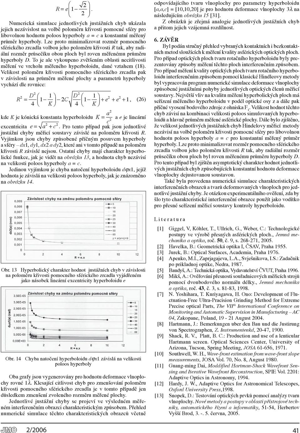 To je ale vykoupeno zvětšením oblasti necitlivosti měření ve vrcholu měřeného hyperboloidu, dané vztahem (18).