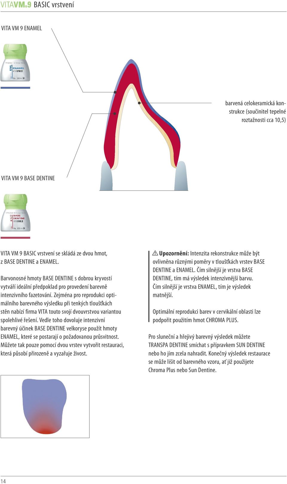 Zejména pro reprodukci optimálního barevného výsledku při tenkých tloušťkách stěn nabízí firma VITA touto svojí dvouvrstvou variantou spolehlivé řešení.