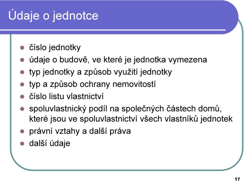 listu vlastnictví spoluvlastnický podíl na společných částech domů, které jsou