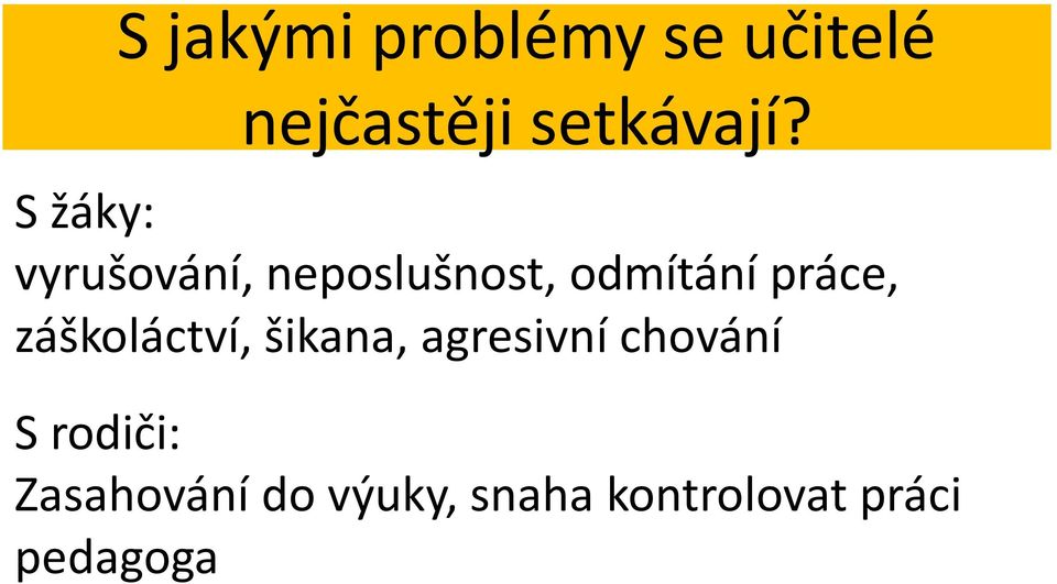 záškoláctví, šikana, agresivní chování S rodiči: