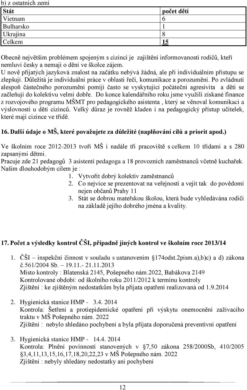 Po zvládnutí alespoň částečného porozumění pomíjí často se vyskytující počáteční agresivita a děti se začleňují do kolektivu velmi dobře.