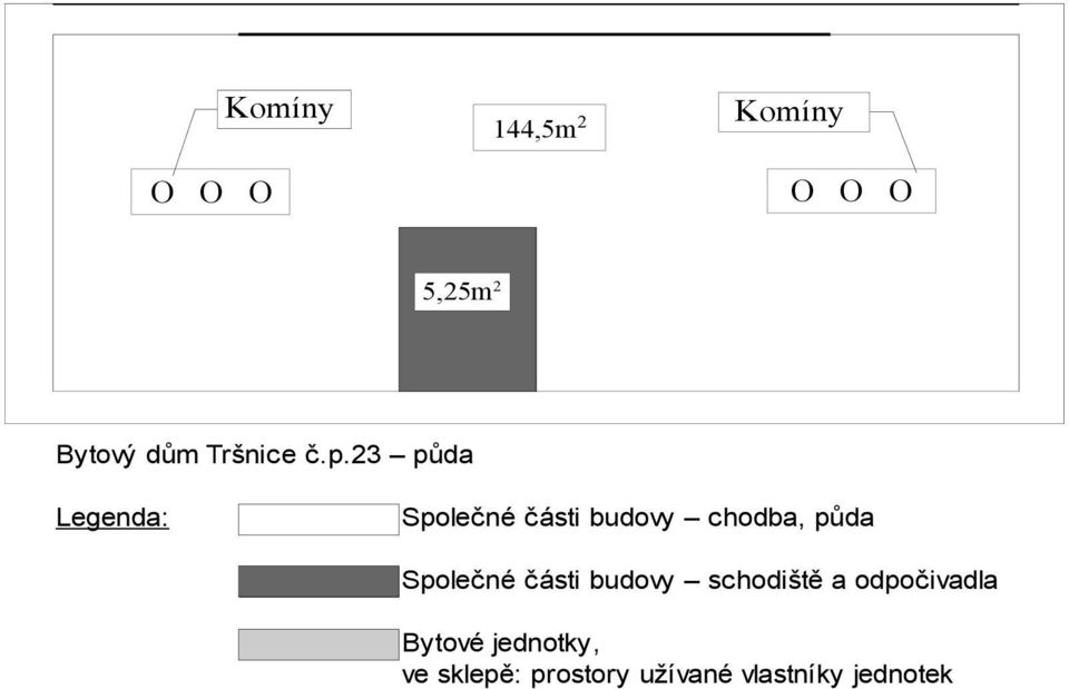 23 půda Legenda: Společné části budovy chodba, půda