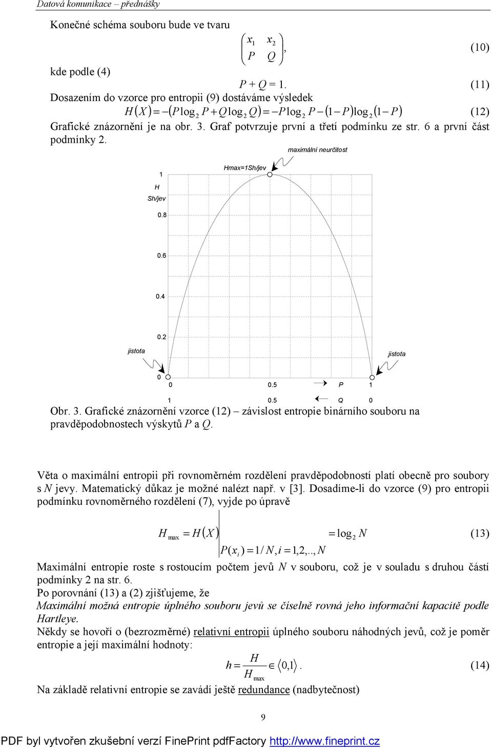 6 a první čá st podmínky. maximá lníneurčitost H Sh/jev Hmax=Sh/jev.8.6.4. jistota jistota.5 P.5 Q Obr.