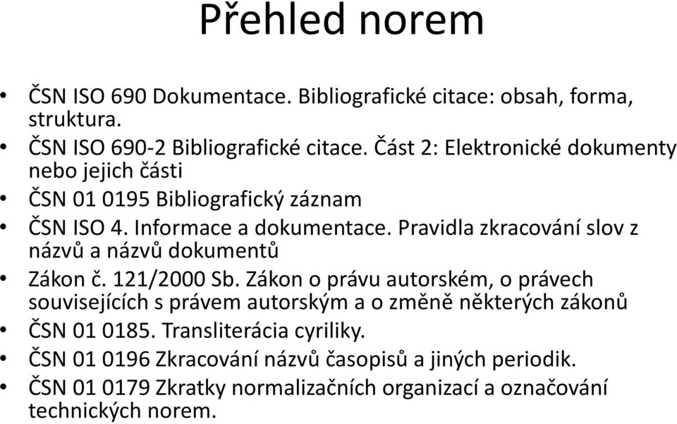 Pravidla zkracování slov z názvů a názvů dokumentů Zákon č. 121/2000 Sb.