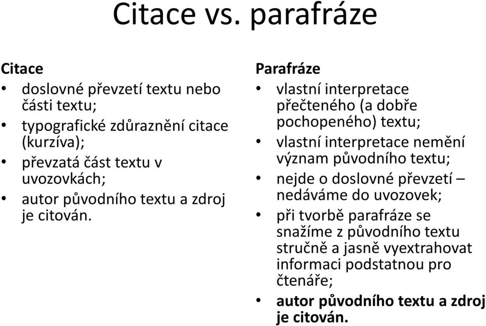 uvozovkách; autor původního textu a zdroj je citován.