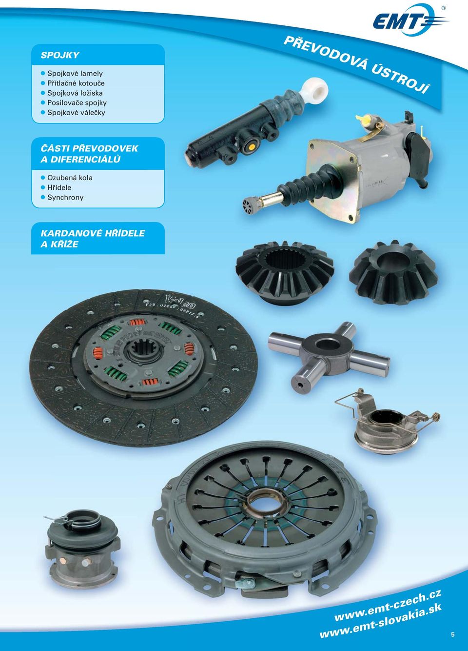 PŘEVODOVEK A DIFERENCIÁLŮ l Ozubená kola l Hřídele l Synchrony