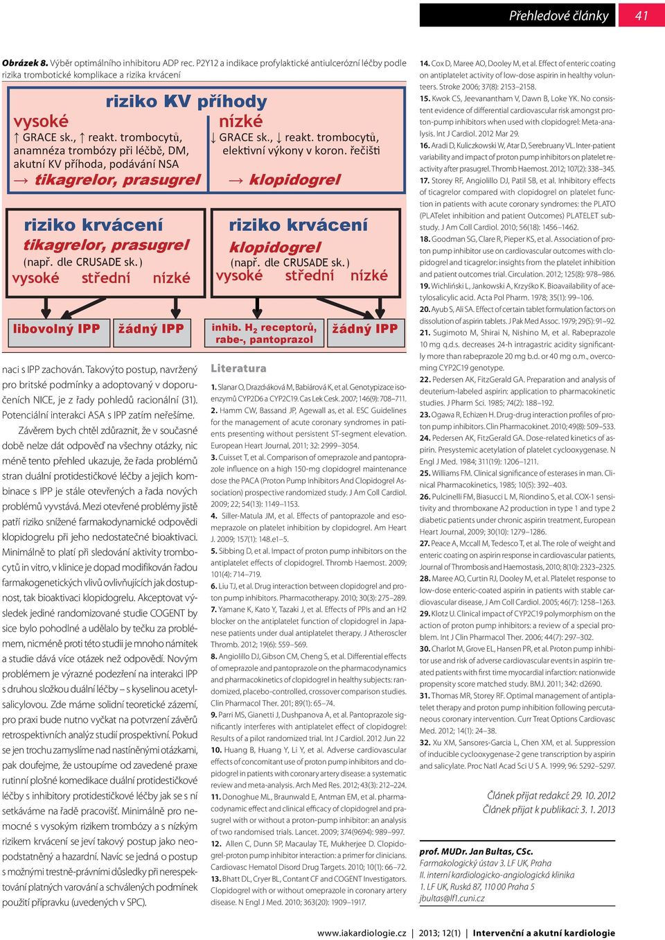 trombocytů, anamnéza trombózy při léčbě, DM, akutní KV příhoda, podávání NSA tikagrelor, prasugrel riziko krvácení tikagrelor, prasugrel (např. dle CRUSADE sk.